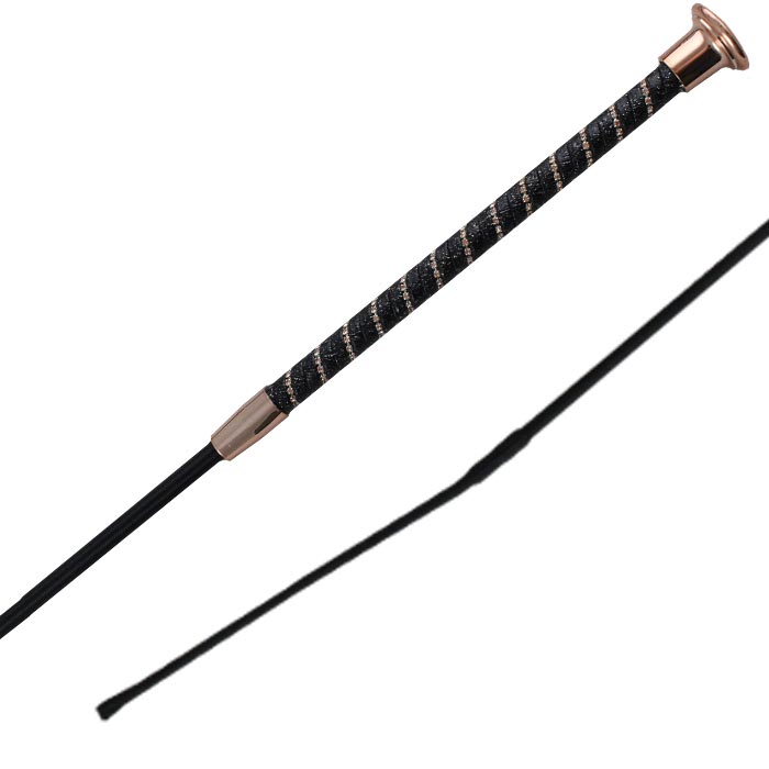 Woof Wear Twisted Dressage Whip #colour_black-rose-gold