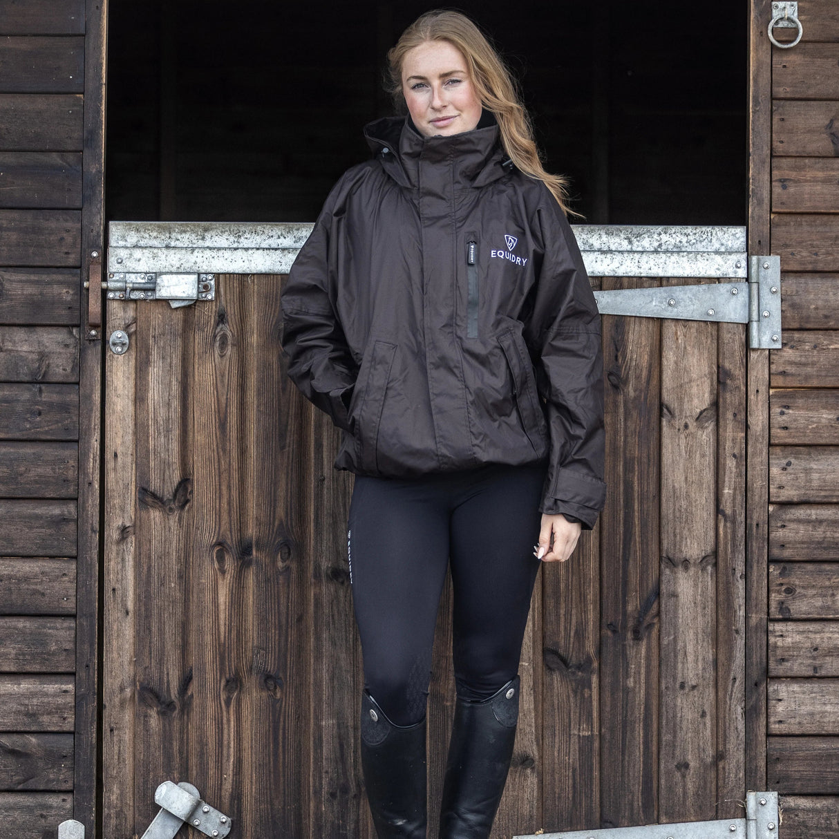 EQUIDRY Women's Shortie Mesh Lining Mac #colour_brown