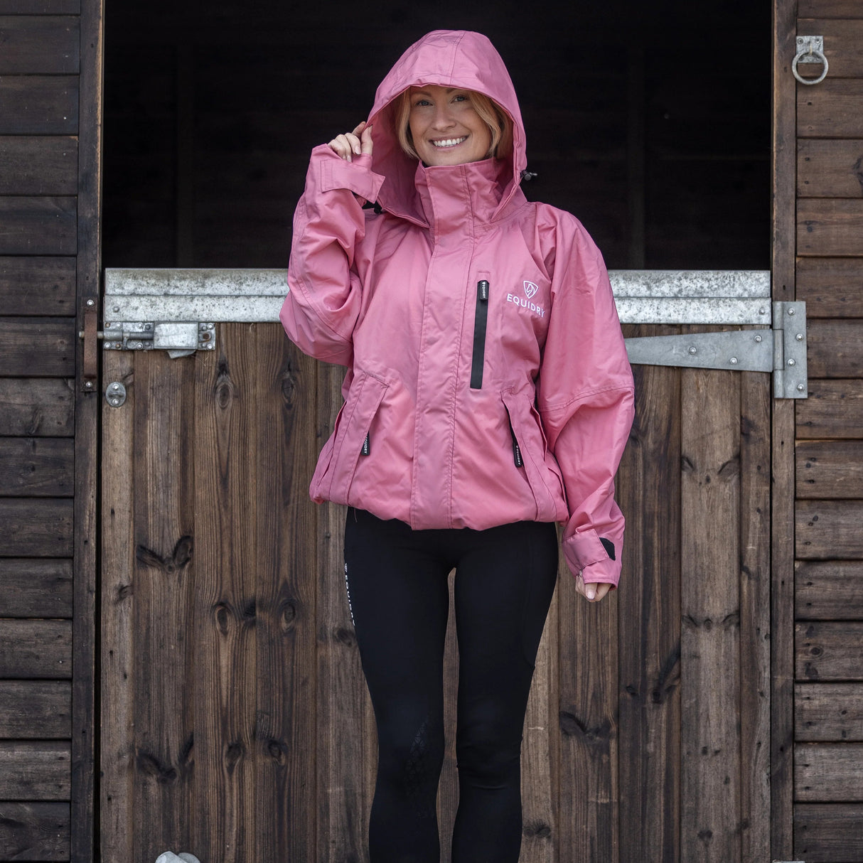 EQUIDRY Women's Shortie Mesh Lining Mac #colour_dusky-pink