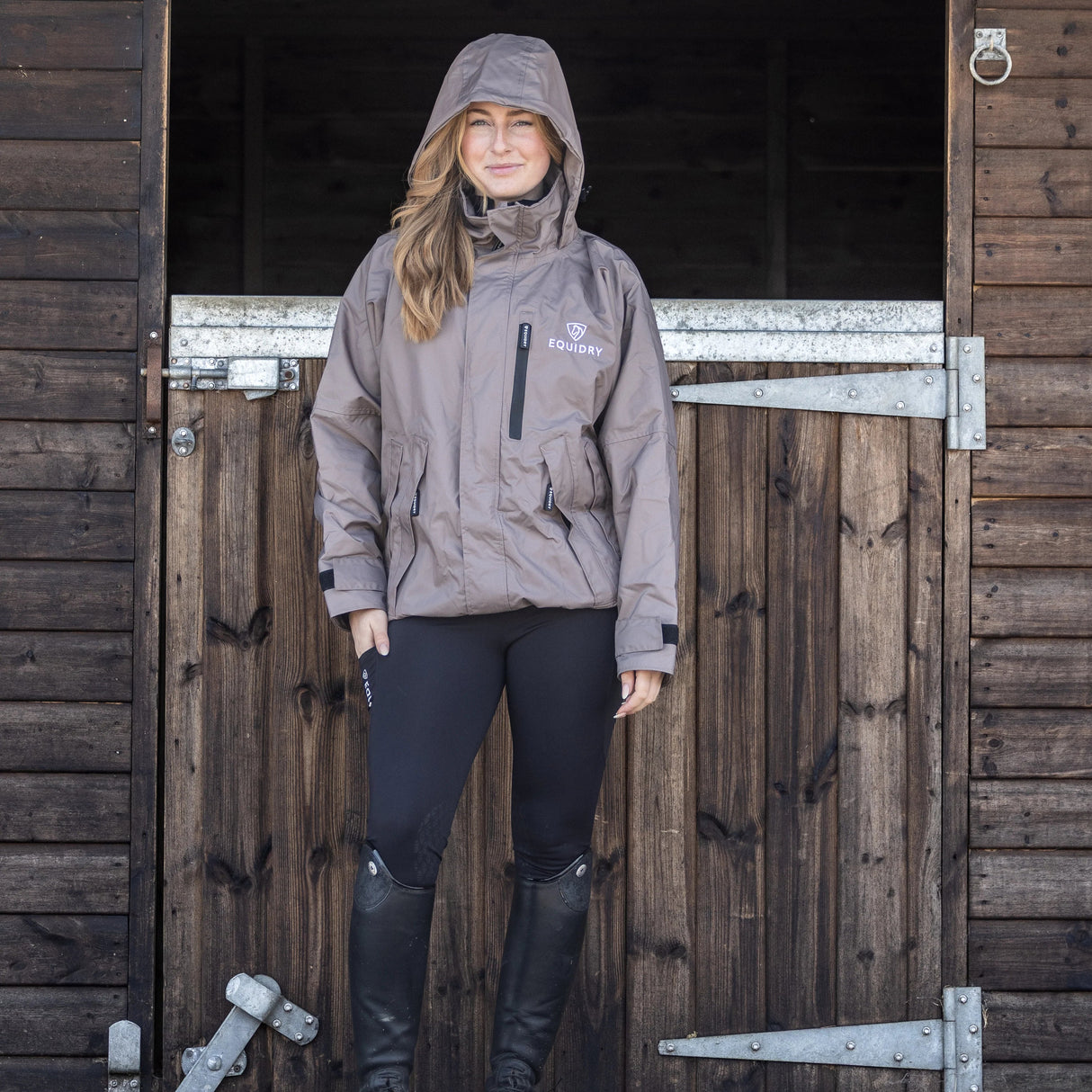 EQUIDRY Women's Shortie Mesh Lining Mac #colour_mocha