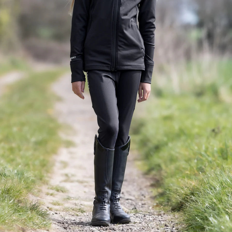 EQUIDRY Children's Water Repellent Leggings #colour_black-white