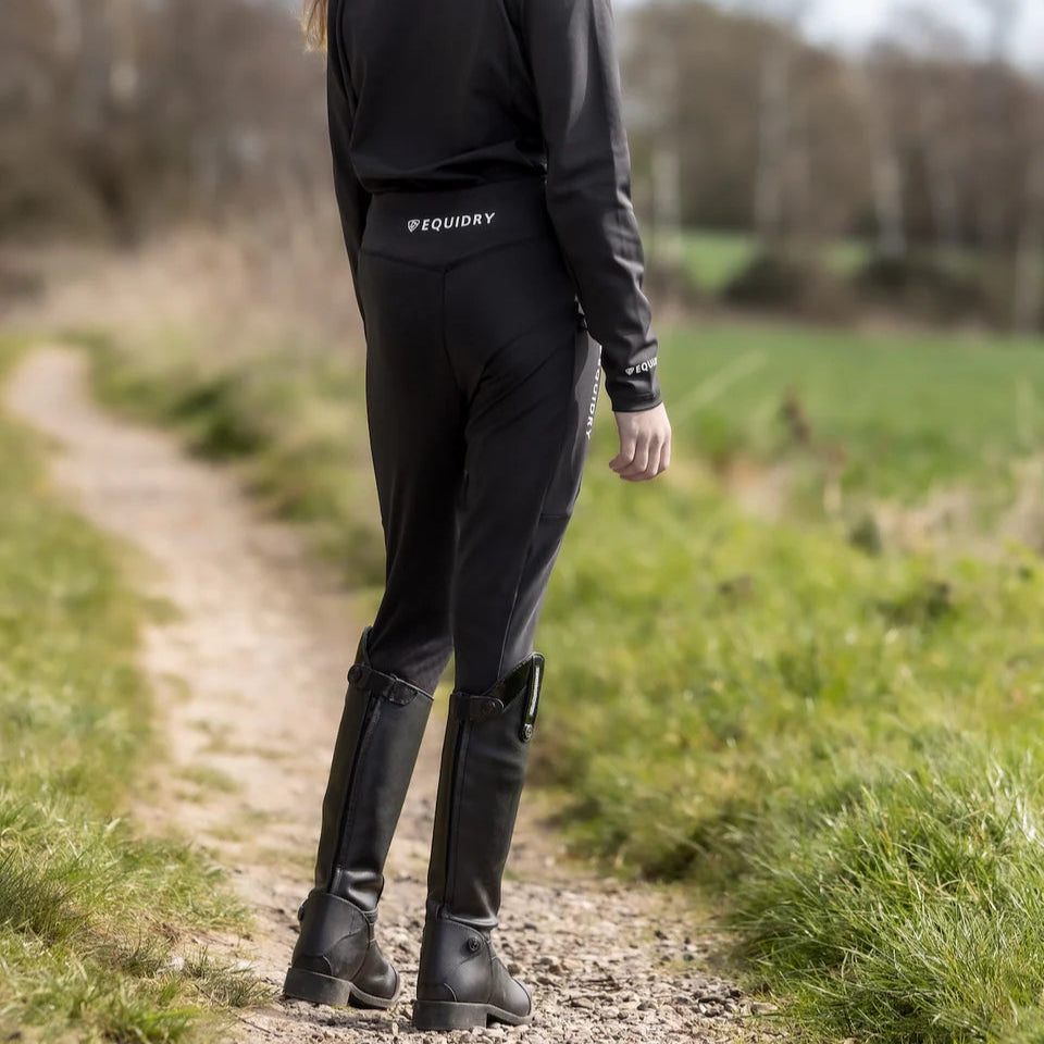 EQUIDRY Children's Water Repellent Leggings #colour_black-white