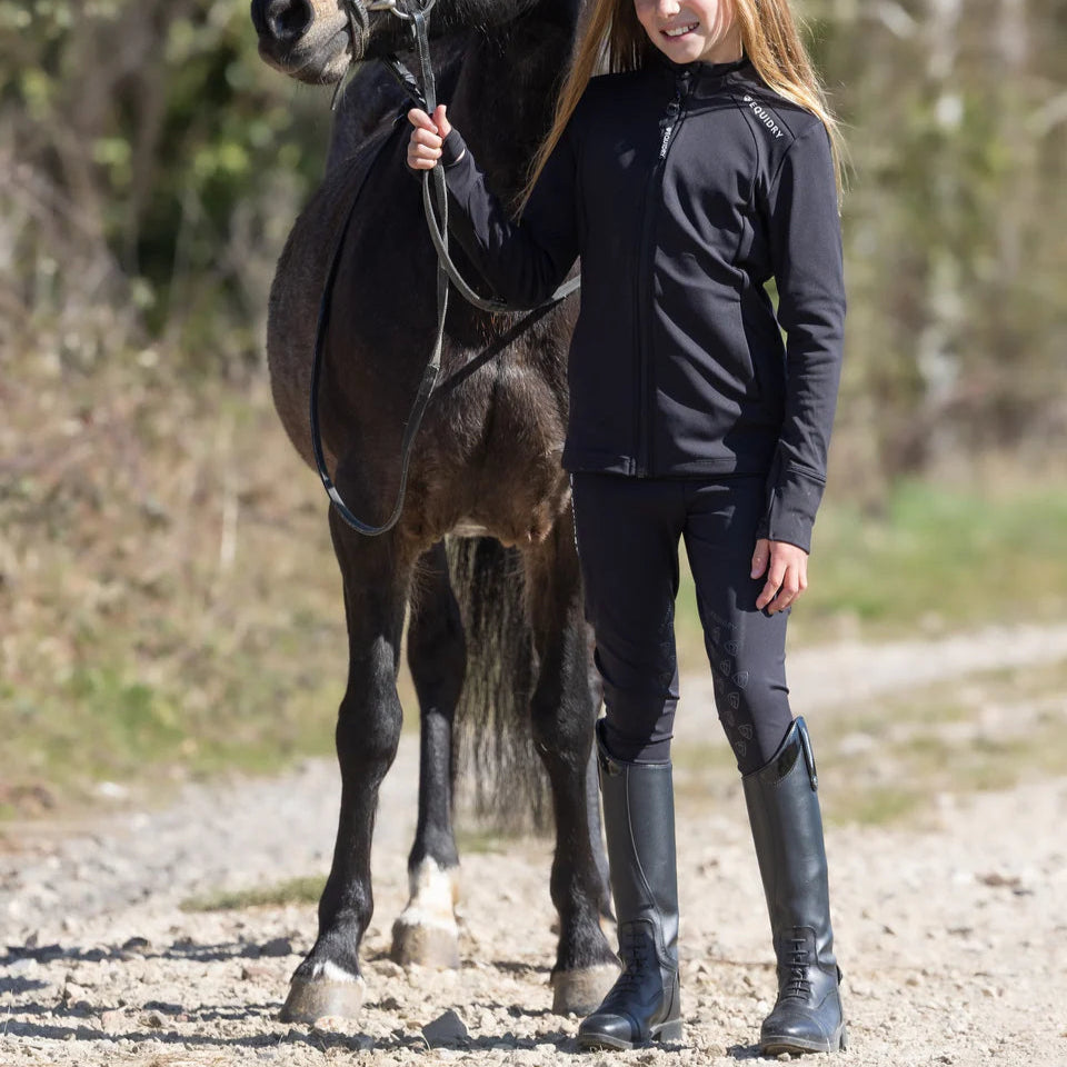 EQUIDRY Children's Water Repellent Leggings #colour_black-white