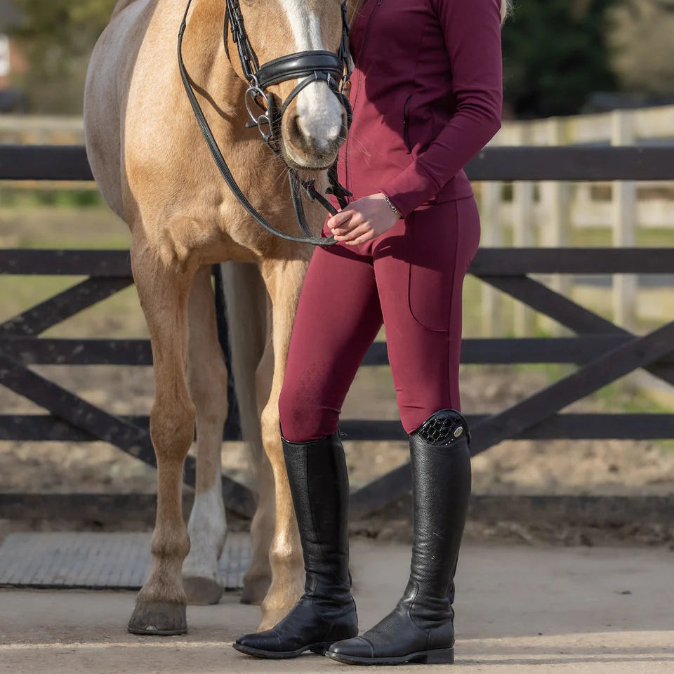 EQUIDRY Children's Water Repellent Leggings #colour_plum-black