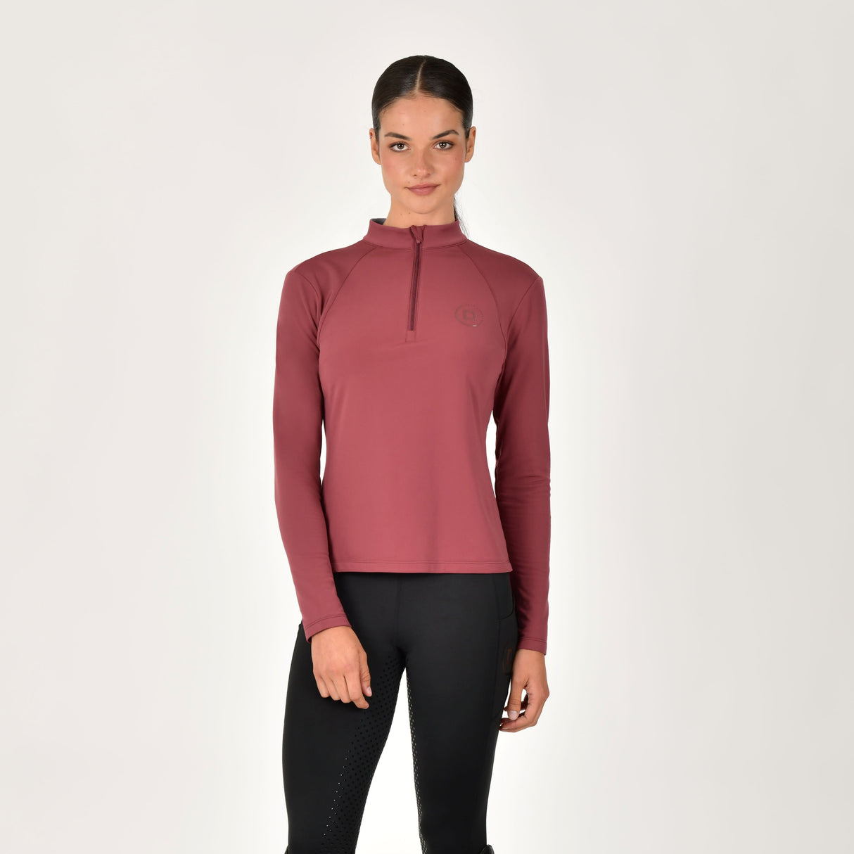 Dublin Ladies Brushed Long Sleeve Riding Top #colour_cabernet