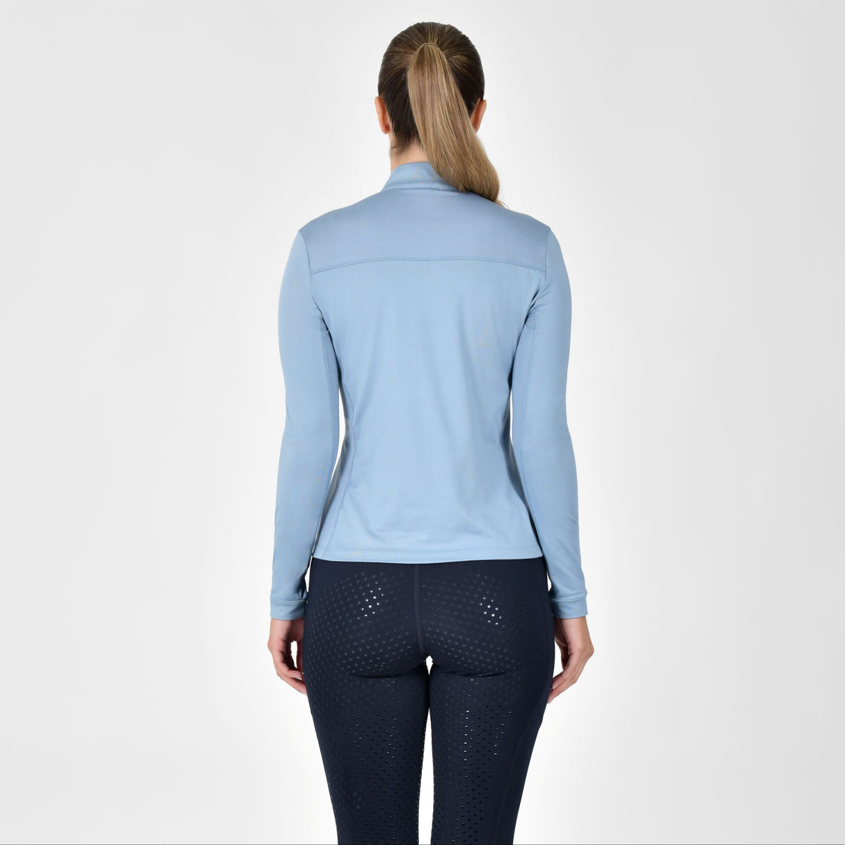 Dublin Ladies Breathable Long Sleeve Riding Top #colour_blue-fog
