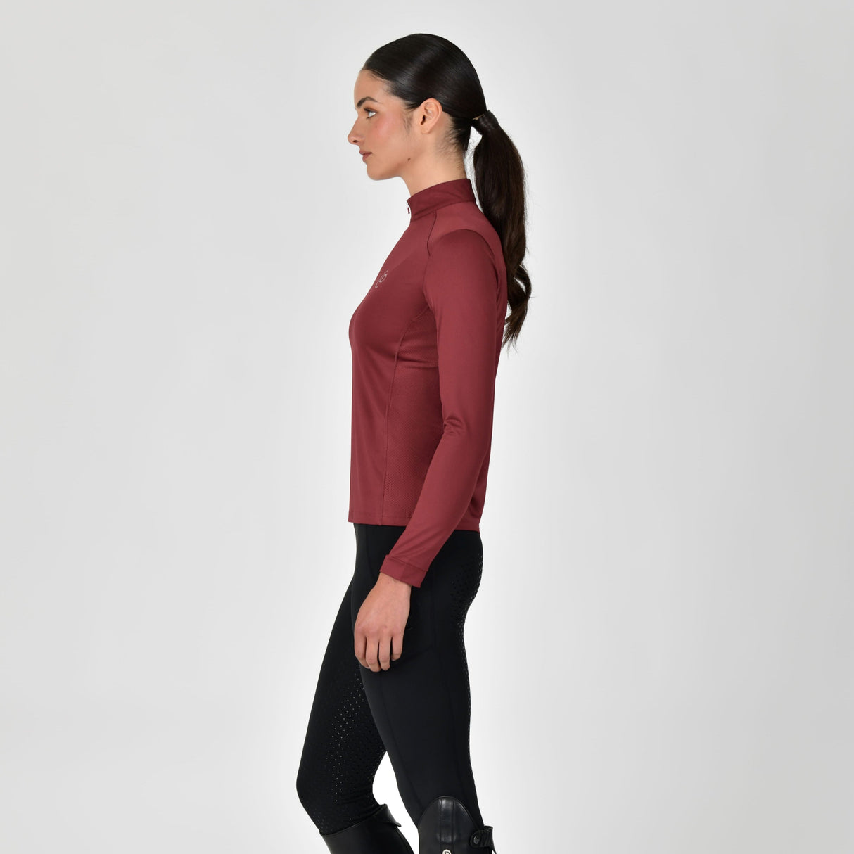 Dublin Ladies Breathable Long Sleeve Riding Top #colour_cabernet