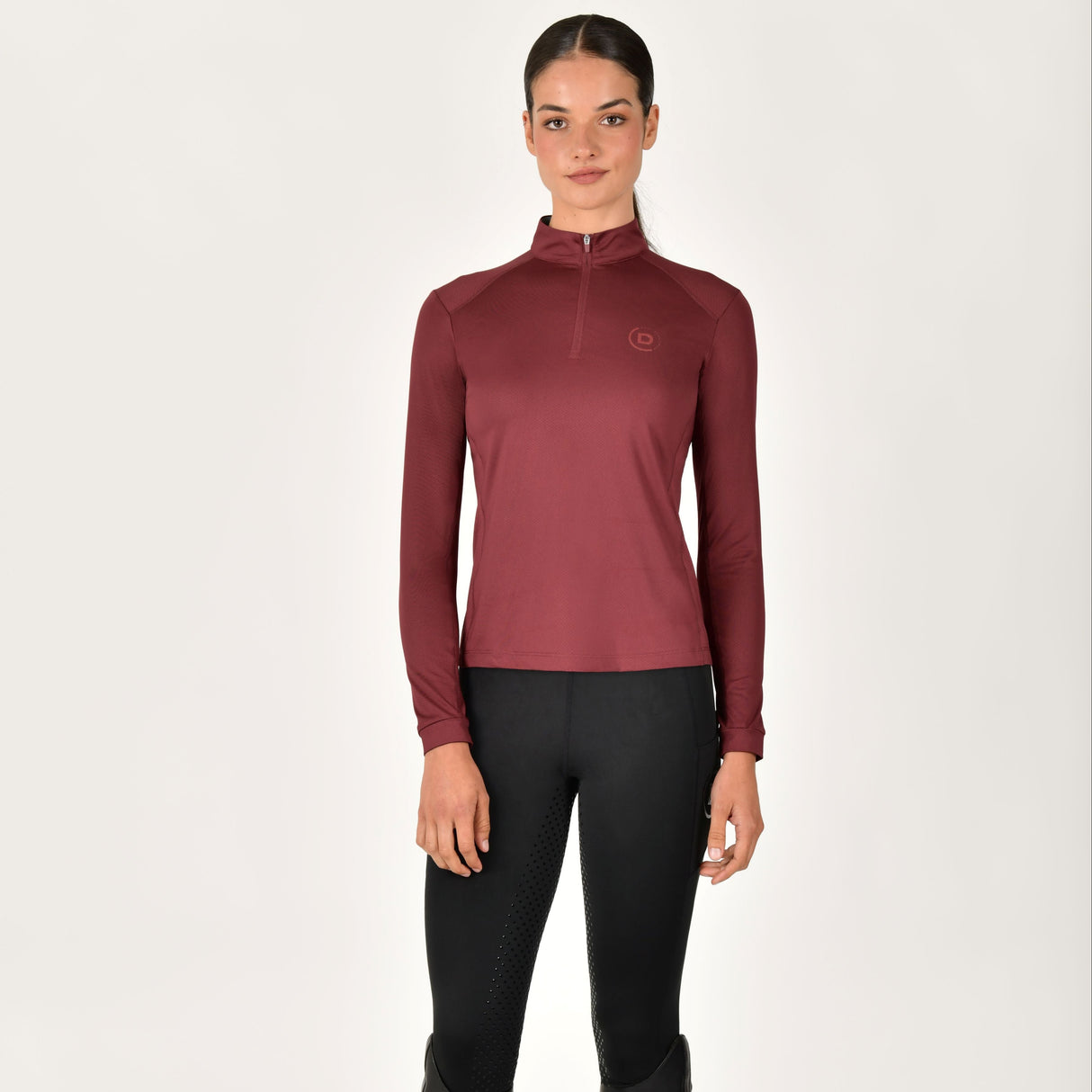 Dublin Ladies Breathable Long Sleeve Riding Top #colour_cabernet