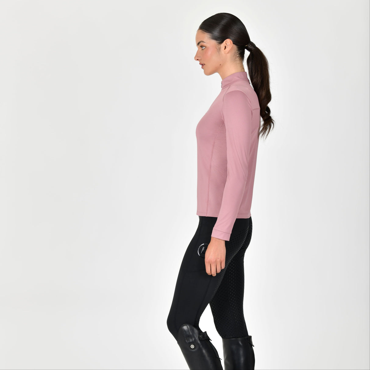 Dublin Ladies Breathable Long Sleeve Riding Top #colour_dusty-rose