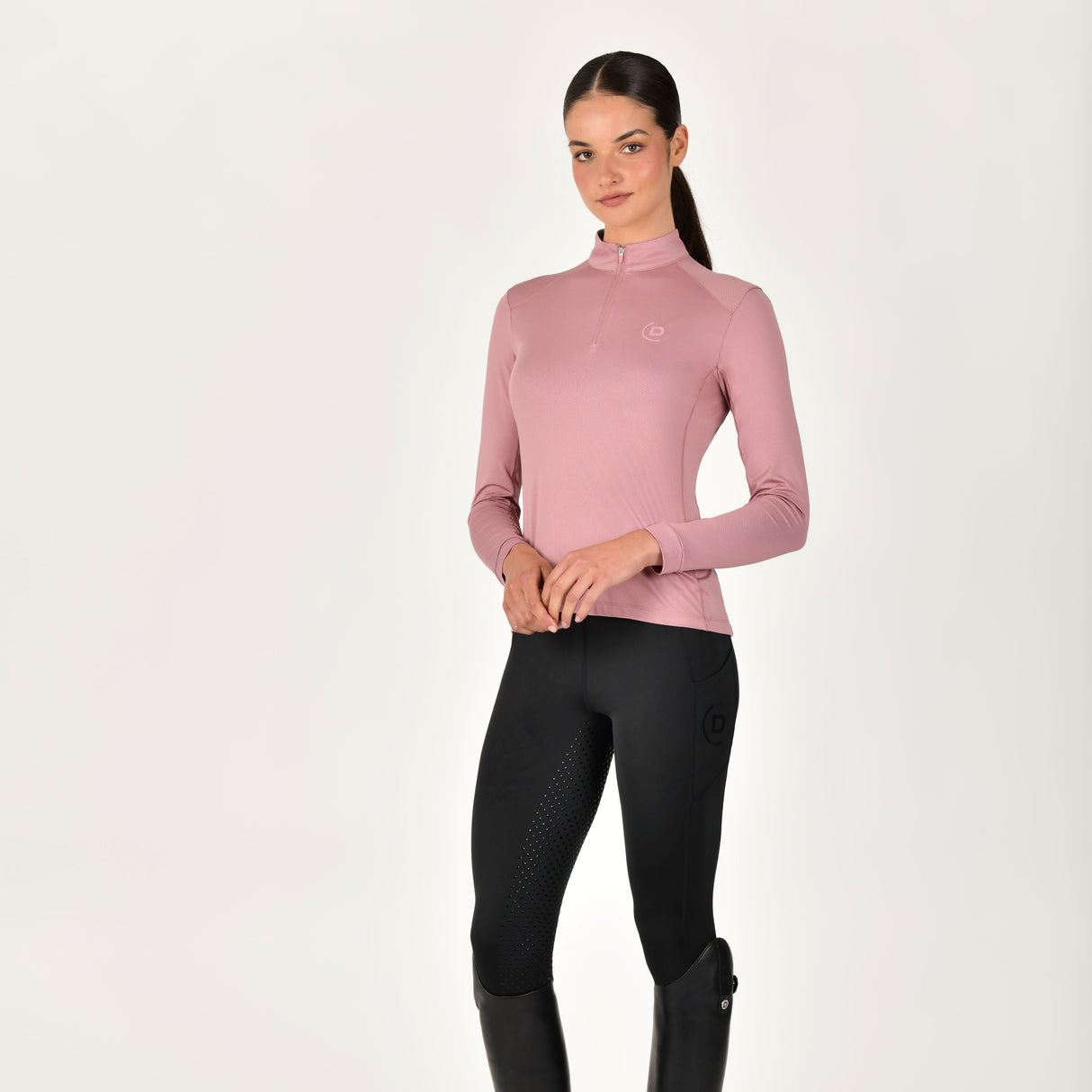 Dublin Ladies Breathable Long Sleeve Riding Top #colour_dusty-rose