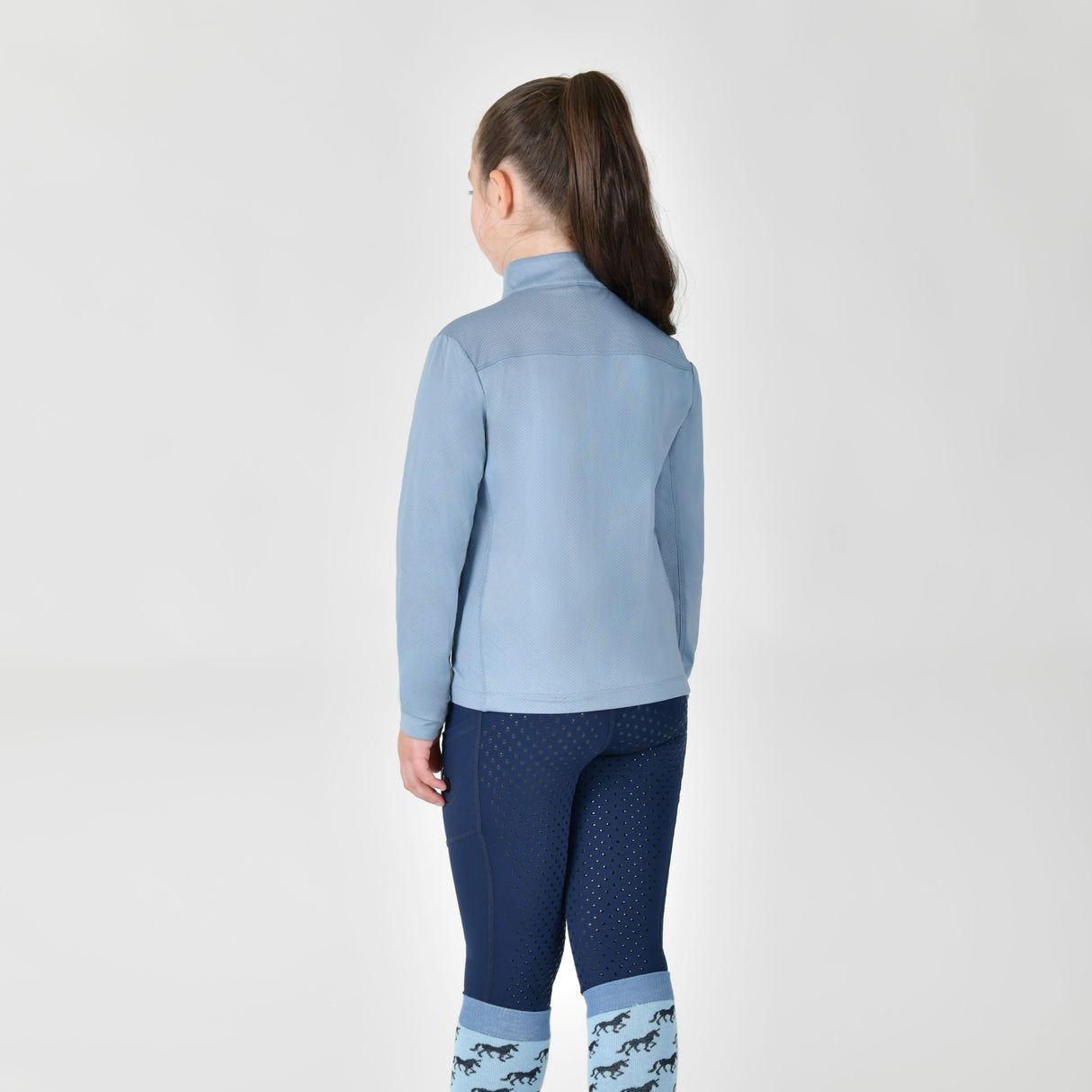 Dublin Children's Breathable Long Sleeve Riding Top #colour_blue-fog