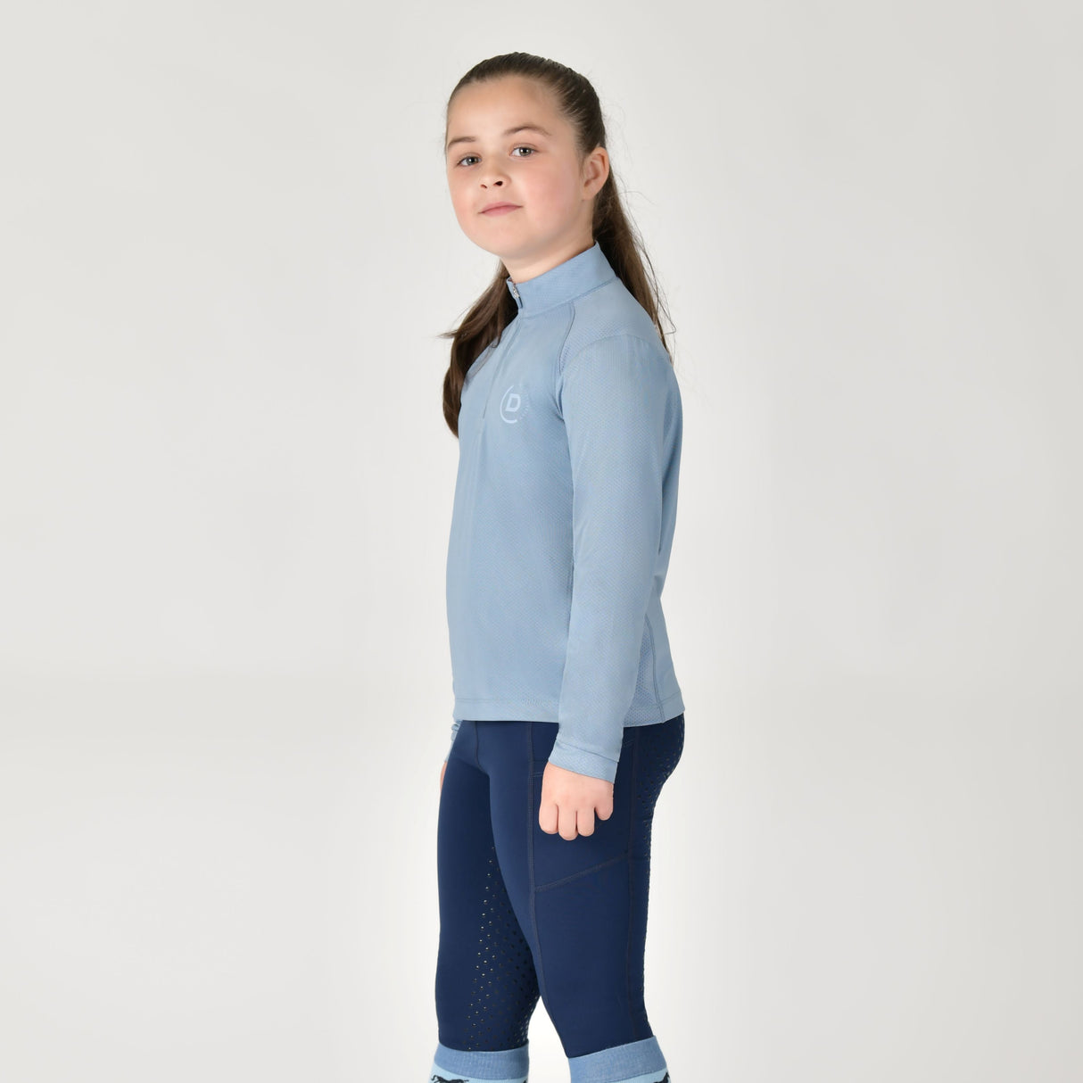 Dublin Children's Breathable Long Sleeve Riding Top #colour_blue-fog