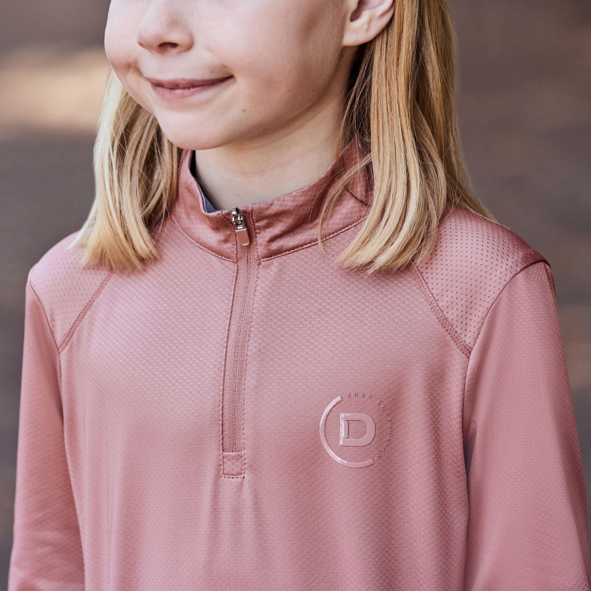 Dublin Children's Breathable Long Sleeve Riding Top #colour_dusty-rose