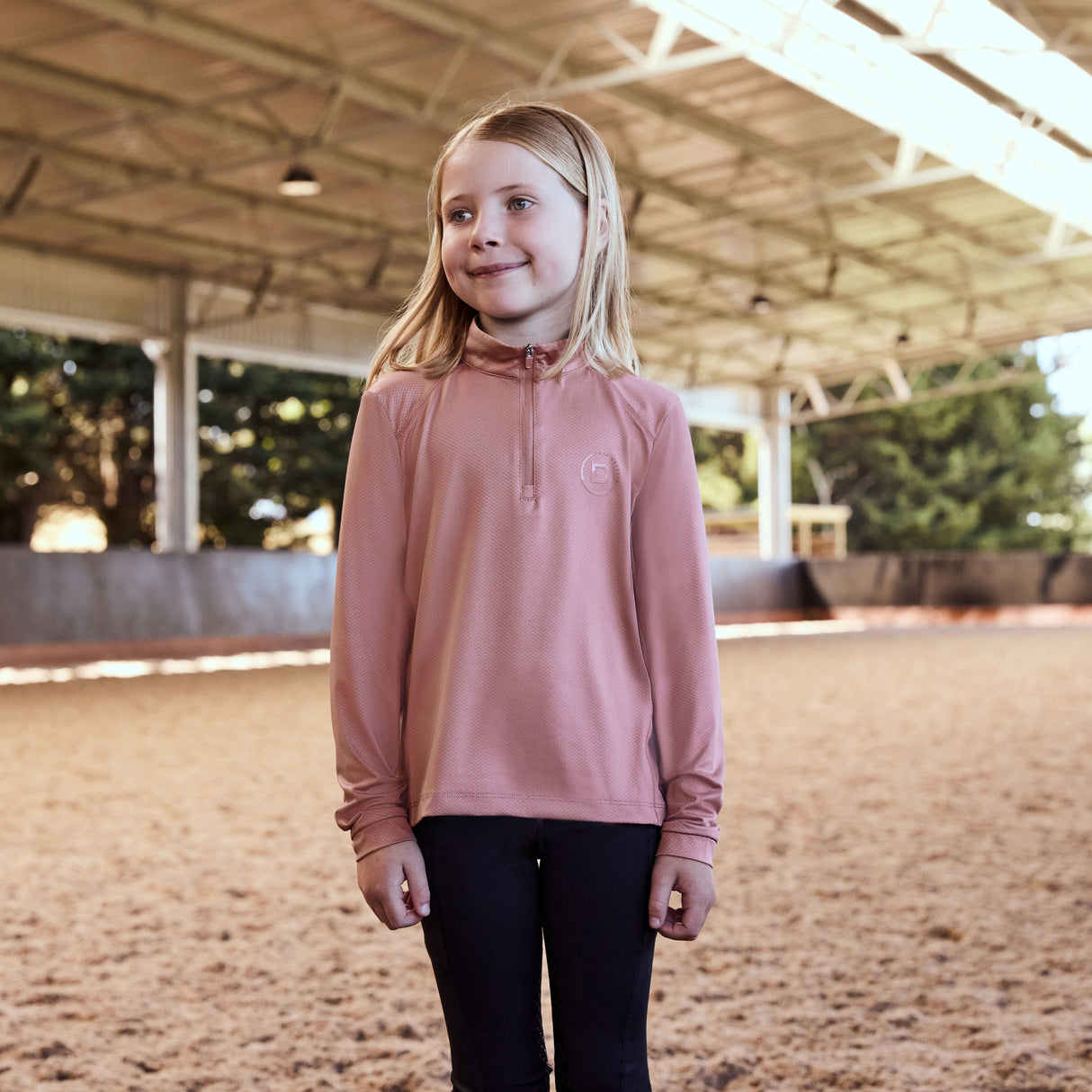 Dublin Children's Breathable Long Sleeve Riding Top #colour_dusty-rose