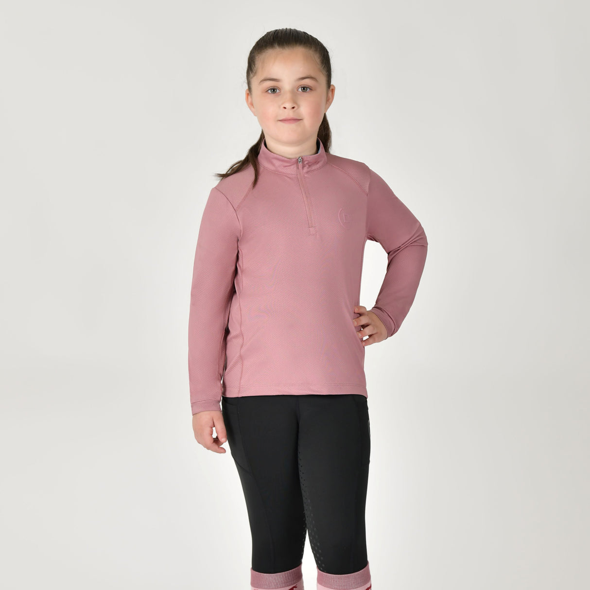 Dublin Children's Breathable Long Sleeve Riding Top #colour_dusty-rose