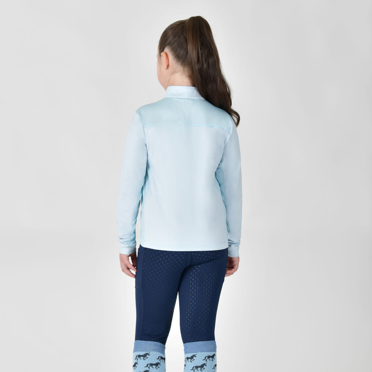 Dublin Children's Breathable Long Sleeve Riding Top #colour_sky-blue