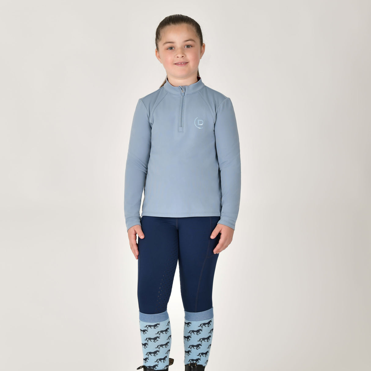 Dublin Children's Brushed Long Sleeve Riding Top #colour_blue-fog