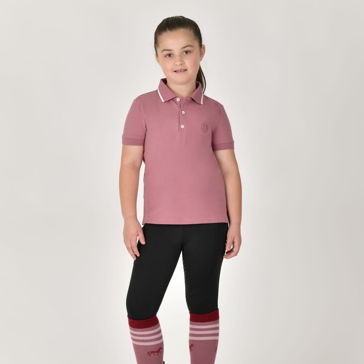 Dublin Children's Cotton Pique Short Sleeve Polo #colour_dusty-rose
