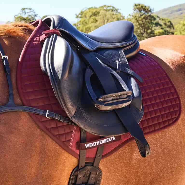 Weatherbeeta Prime Air-Tec Jump Shaped Saddle Pad #colour_burgundy