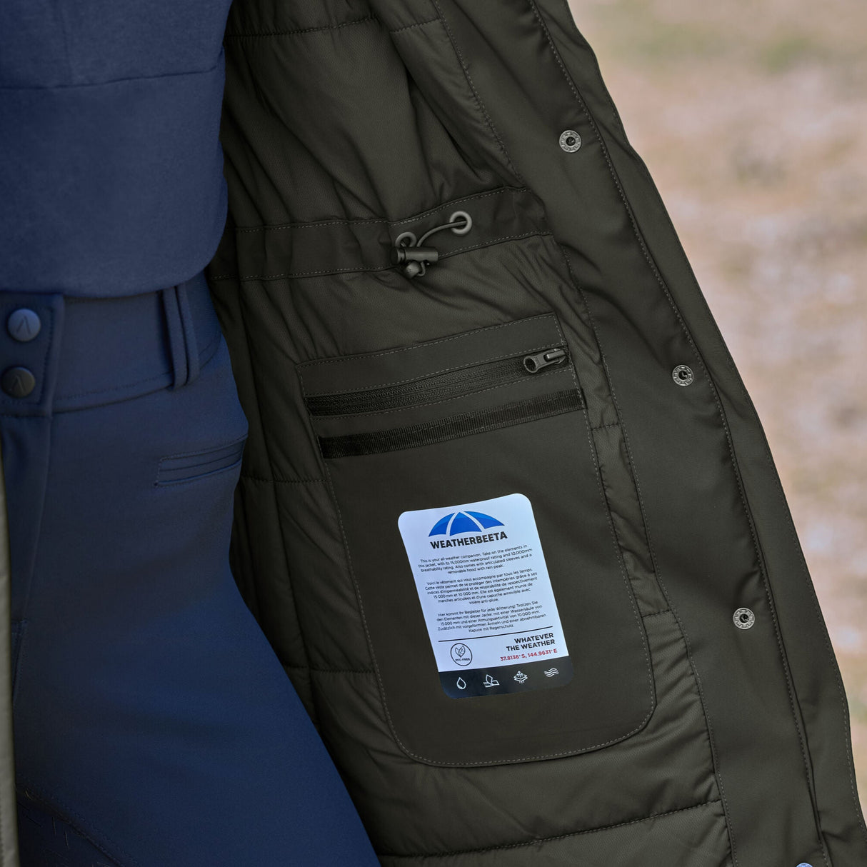 Weatherbeeta Ladies All Purpose Waterproof Longline Equestrian Jacket #colour_midnight-green