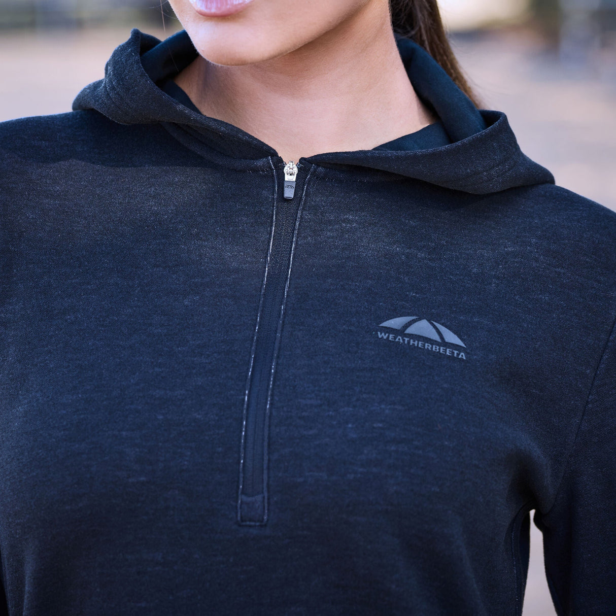 Weatherbeeta Ladies London Layer Long Sleeve Top With Hood #colour_dark-navy-marle