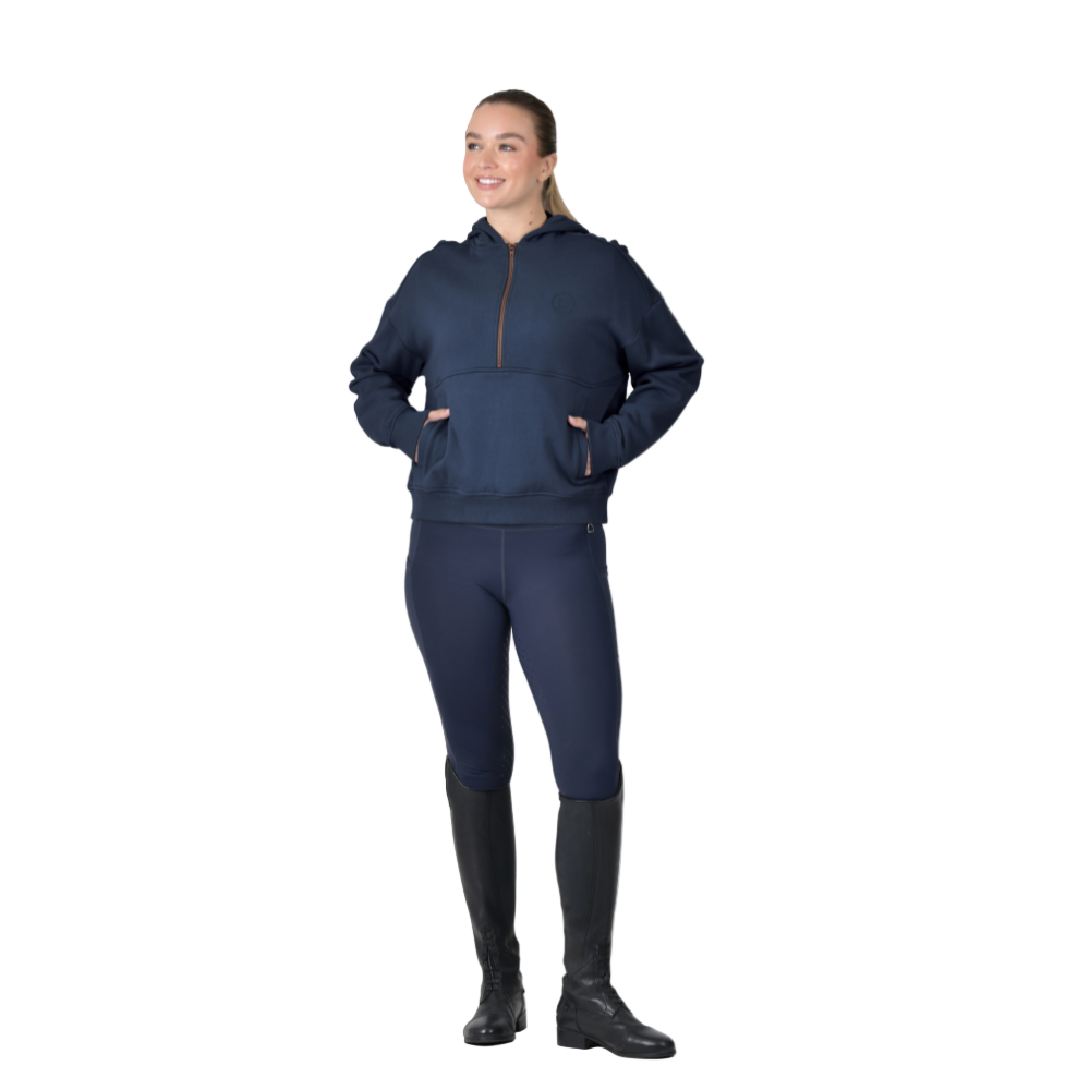 Dublin Ladies 1/4 Zip Hooded Fleece Pullover #colour_navy