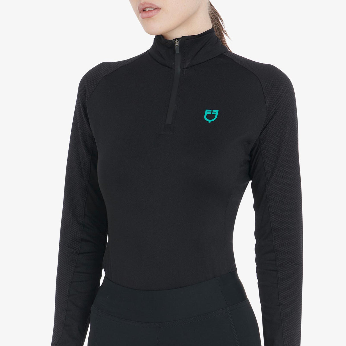 Equestro Women's Slim Fit Long Sleeve Base Layer #colour_black