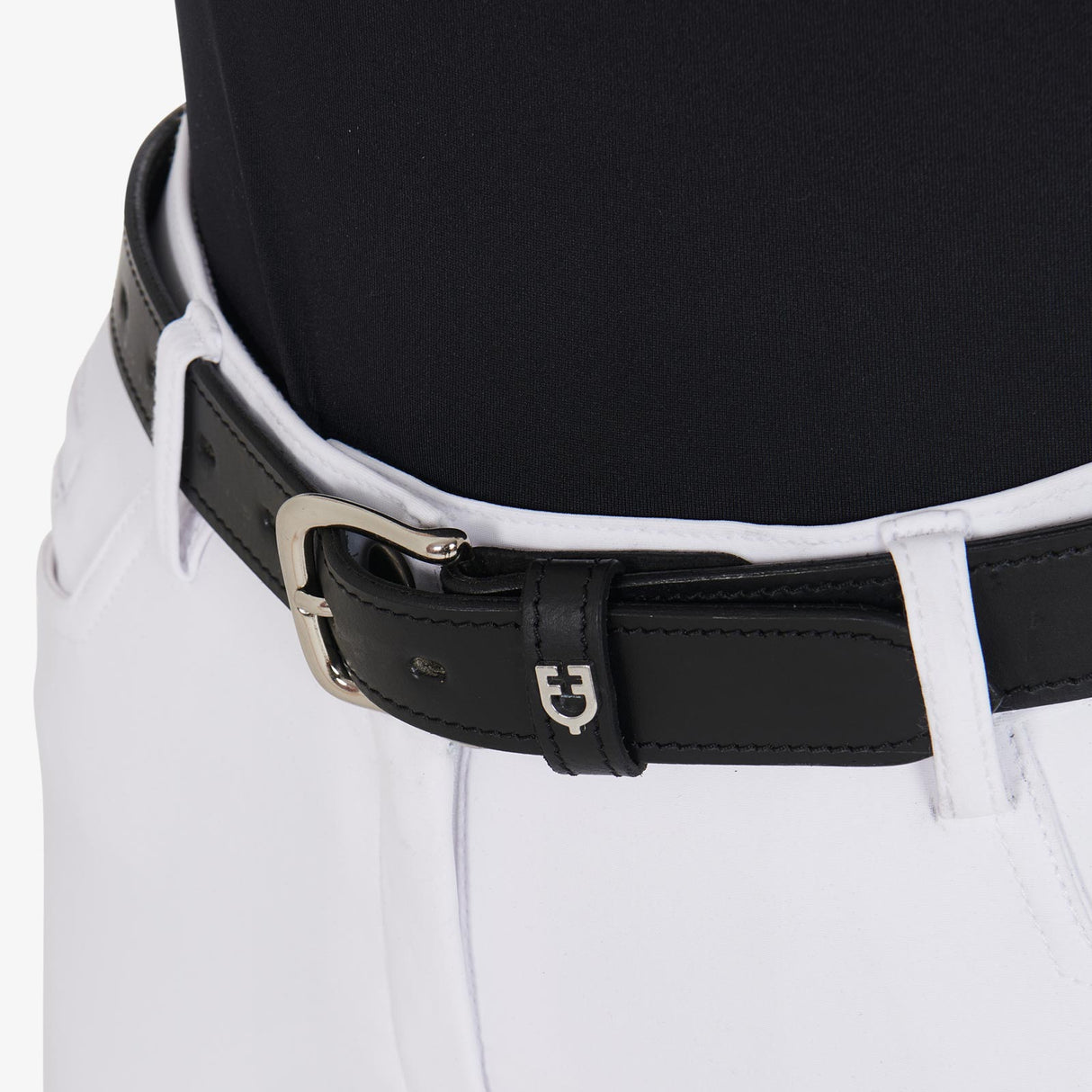 Equestro Leather Belt With Snaffle Bits #colour_black-silver