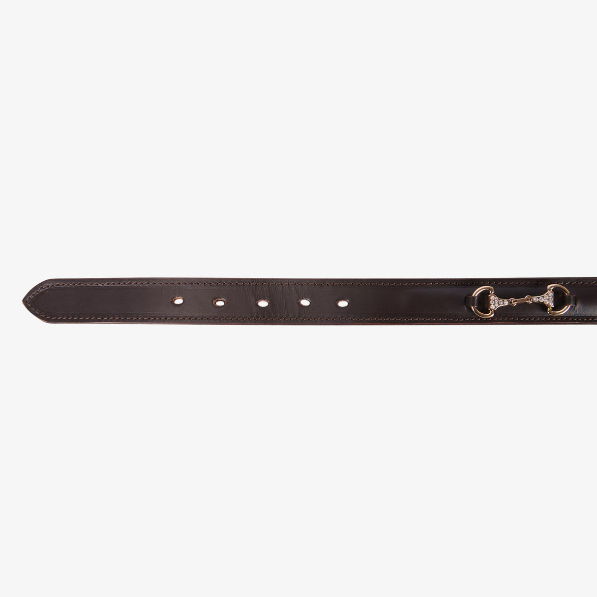 Equestro Leather Belt With Snaffle Bits And Rhinestones #colour_brown-gold