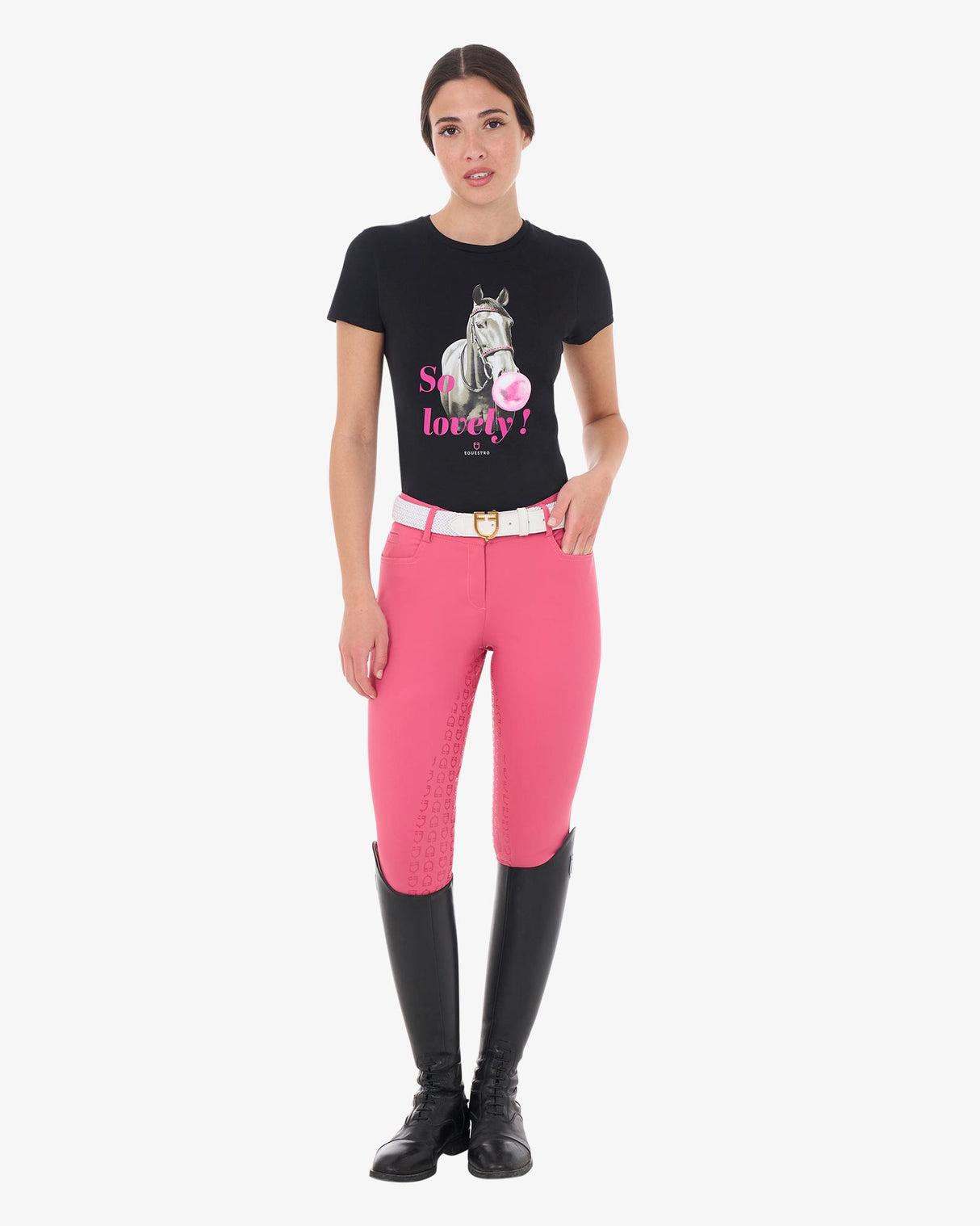Equestro Women's T-Shirt with So Lovely Print #colour_black