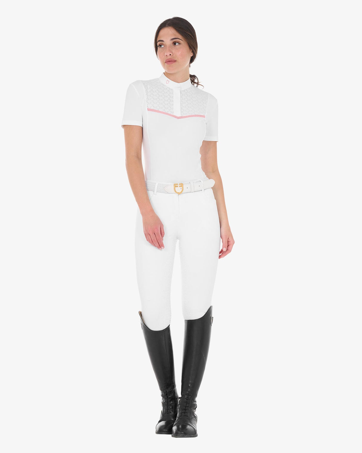 Equestro Women's Slim Fit Competition Polo Shirt With Chest Perforated Inserts