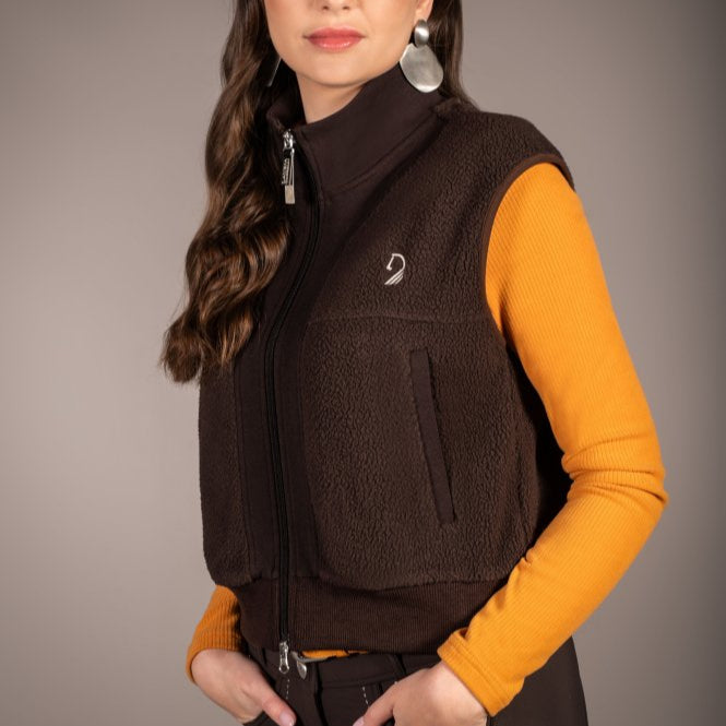 HKM Ladies Vest -Arezzo Teddy- #colour_dark-brown