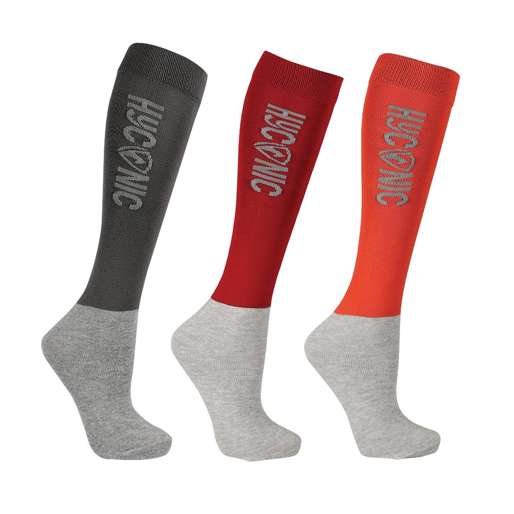 HyCONIC Socks by Hy Equestrian Pack of 3 #colour_red-black