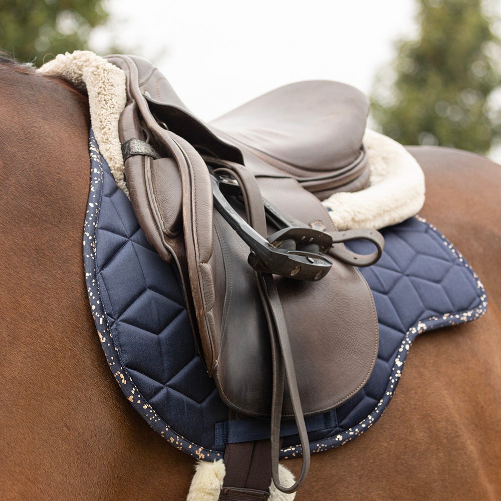 Hy Equestrian Elevate Allure Saddle Pad #colour_navy-rose-gold