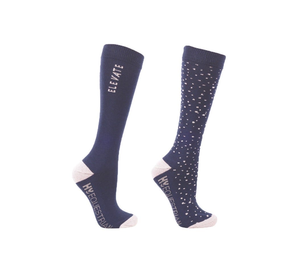 Hy Equestrian Elevate Allure Mizs Socks Pack of 2 #colour_navy