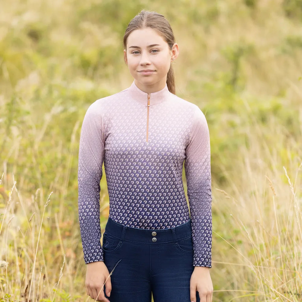 Hy Equestrian Elevate Allure Mizs Ombre Base Layer #colour_navy-maple-sugar