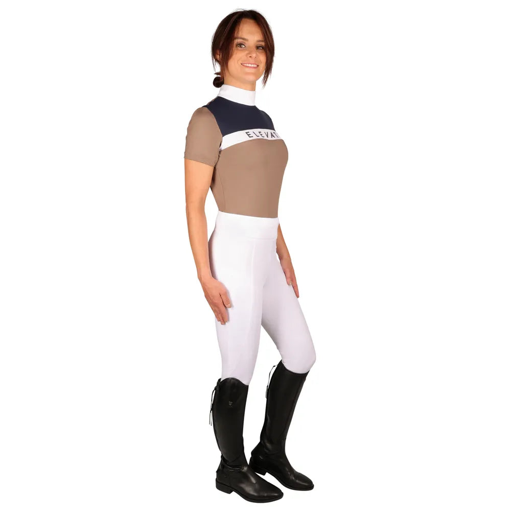 Hy Equestrian Ladies Elevate Allure Show Shirt #colour_navy-fossil-white