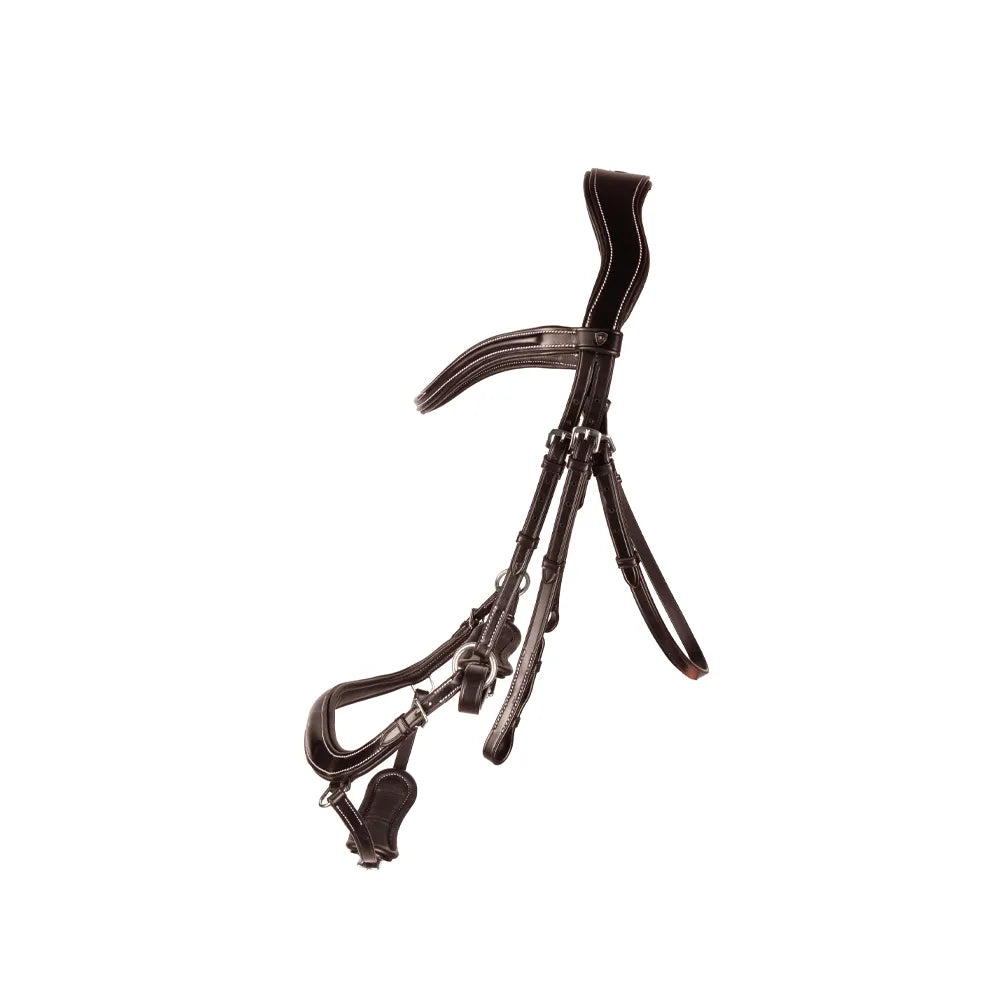 ProPresicce Pelle Drop Leather Bridle by Hy Equestrian #colour_brown-silver