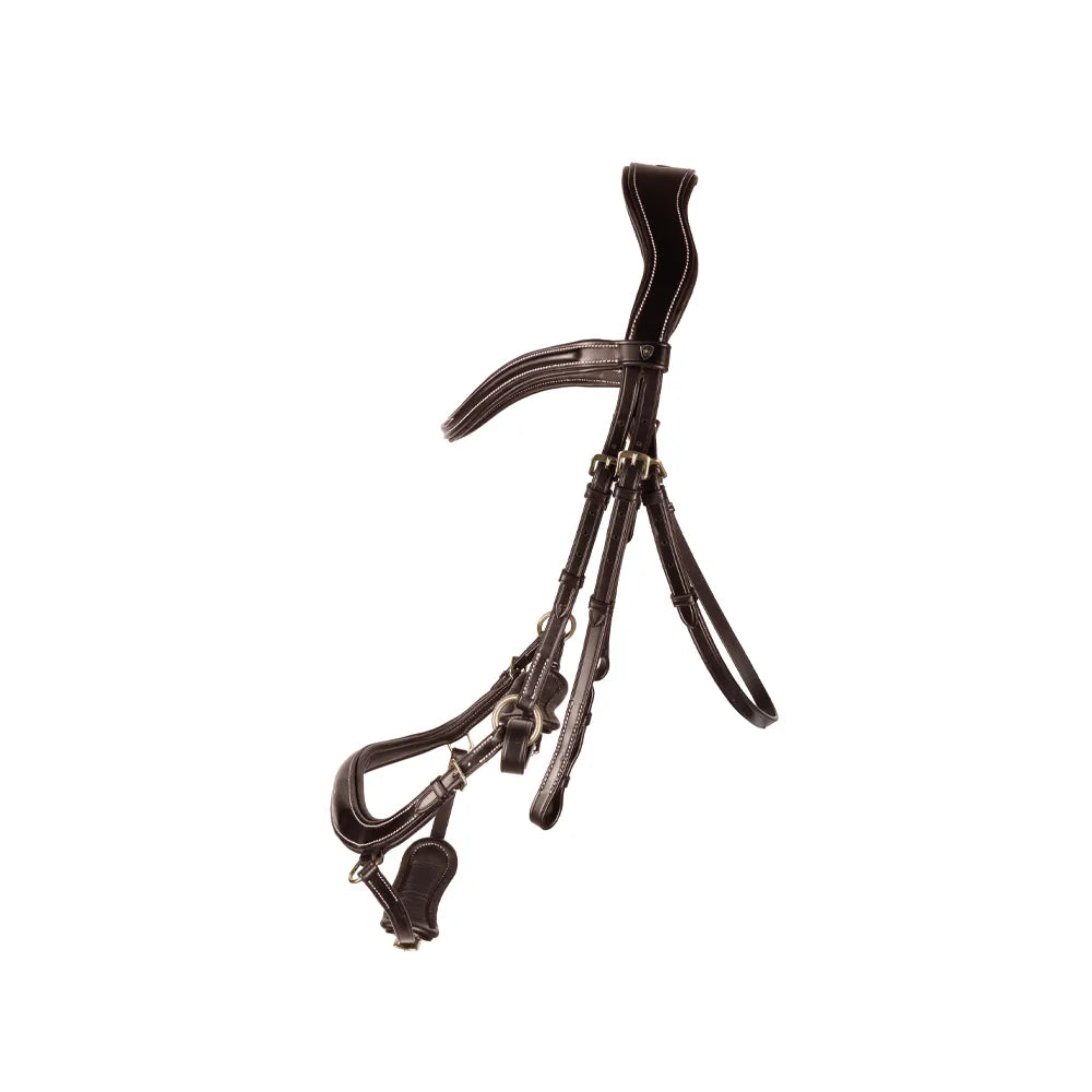 ProPresicce Pelle Drop Leather Bridle by Hy Equestrian #colour_brown-brass