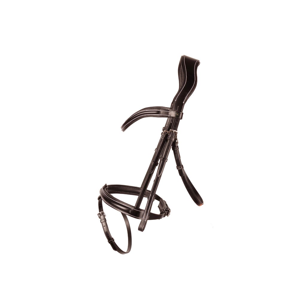 ProPresicce Pelle Raised Flash Leather Bridle by Hy Equestrian #colour_brown-brass