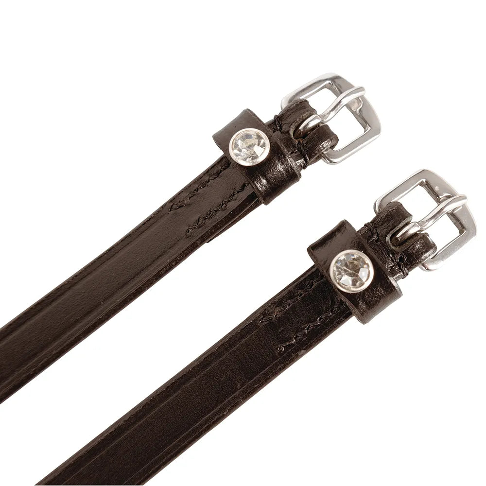 Hy Equestrian Children's Diamante Stud Spur Straps #colour_brown