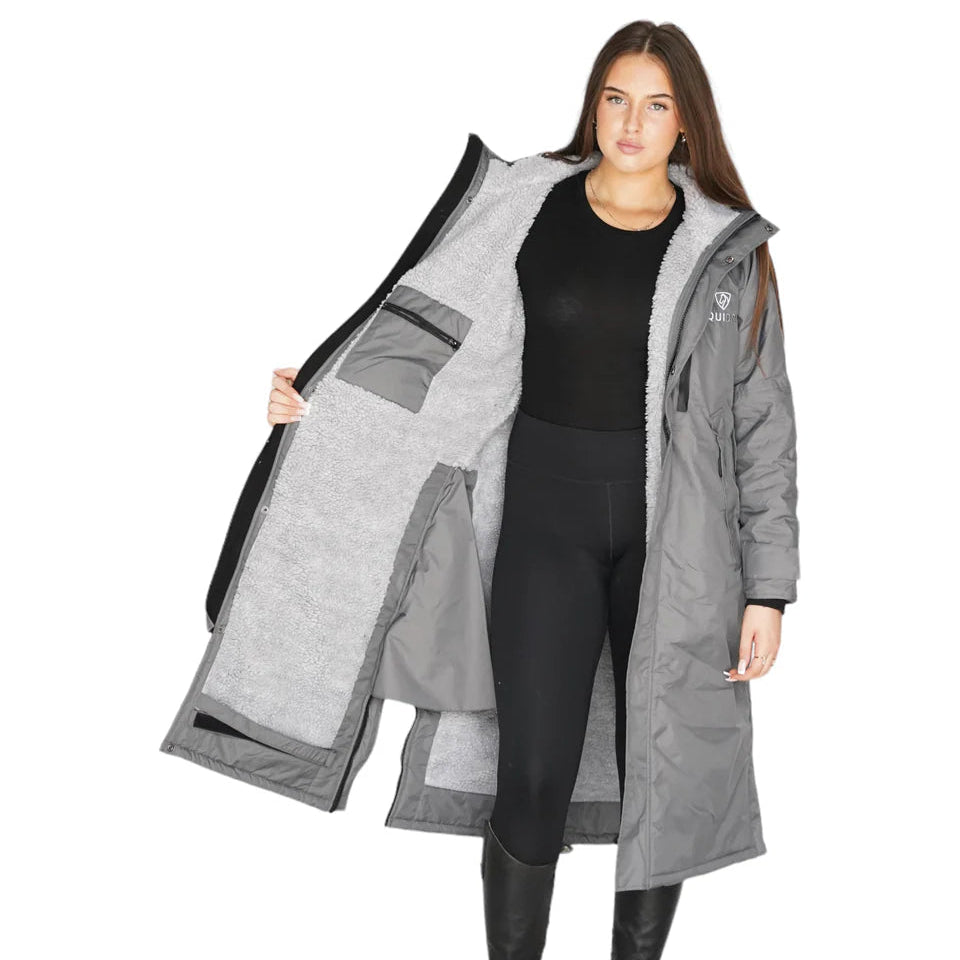 EQUIDRY Women's Thick Fleece Evolution Stowaway Hood #colour_grey-grey