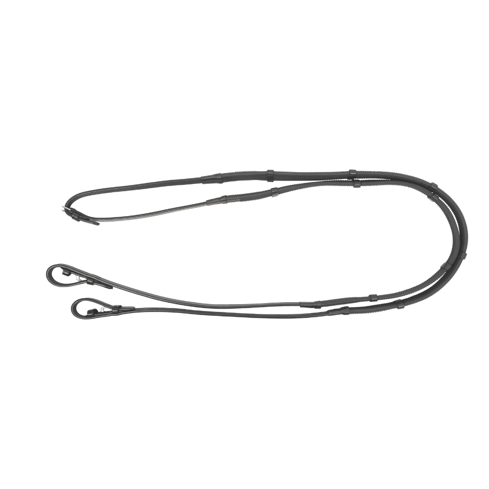 ProPresicce Softy Grip Rubber Reins with Stoppers by Hy Equestrian #colour_black