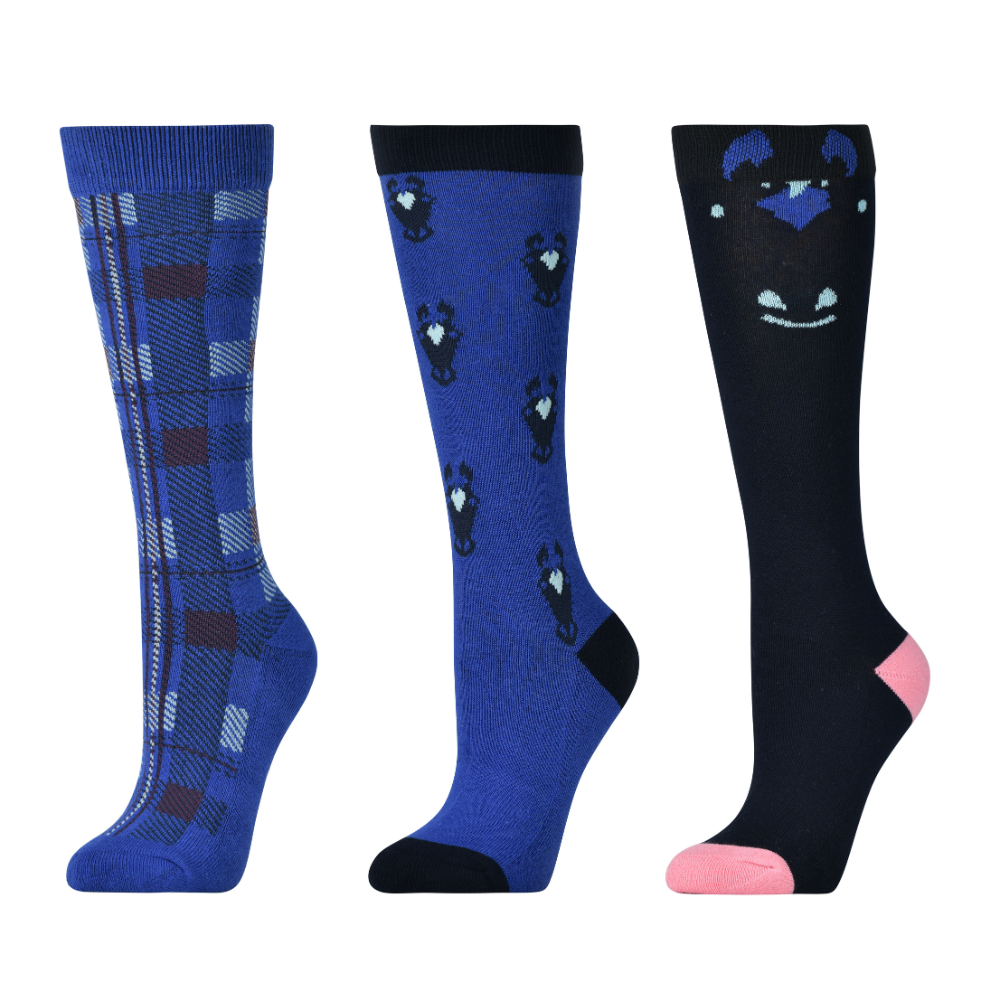 Dublin 3 Pack Socks Childs #colour_cornflower-peekaboo-pony