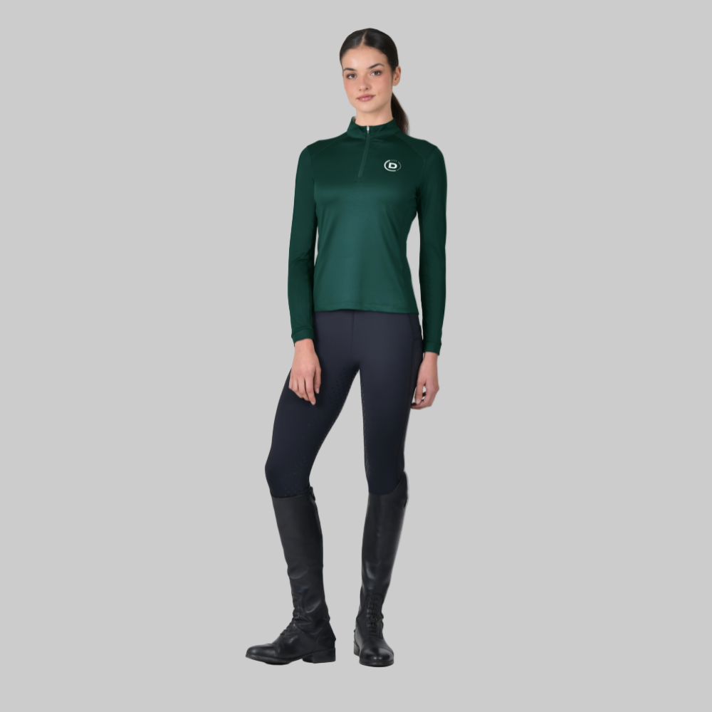 Dublin Ladies Breathable Long Sleeve Riding Top #colour_dark-emerald-green