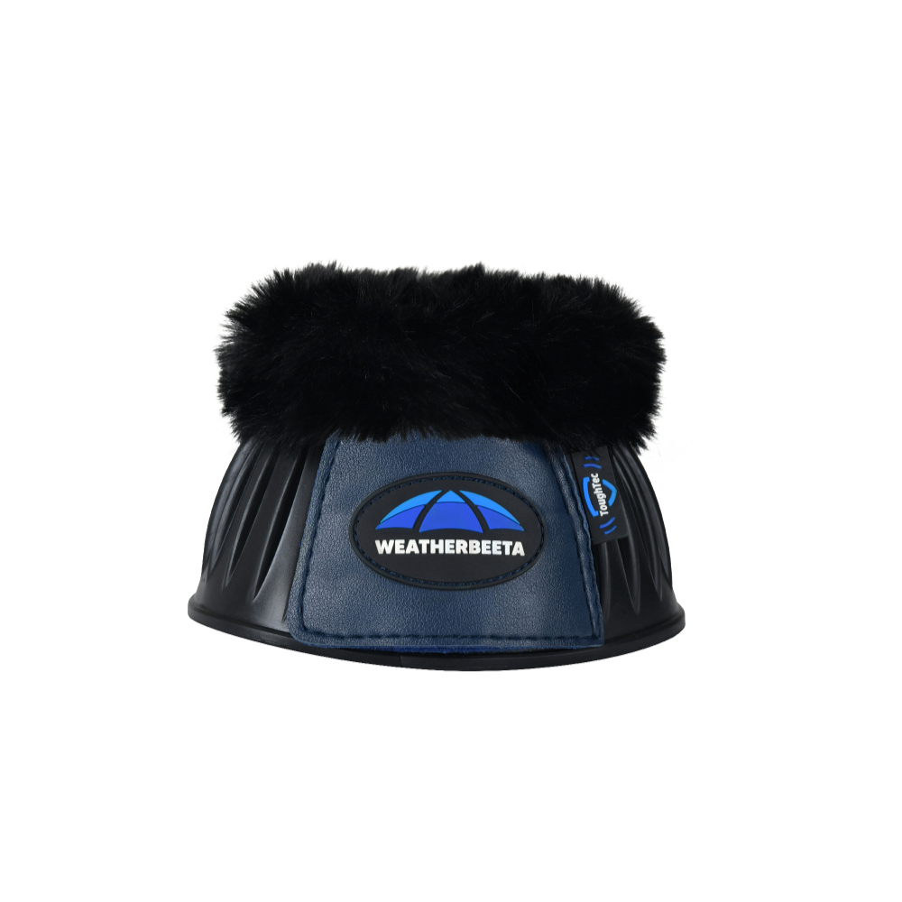 Weatherbeeta Tough-Tec Prime Fleece Trim Rubber Bell Boots #colour_black-navy