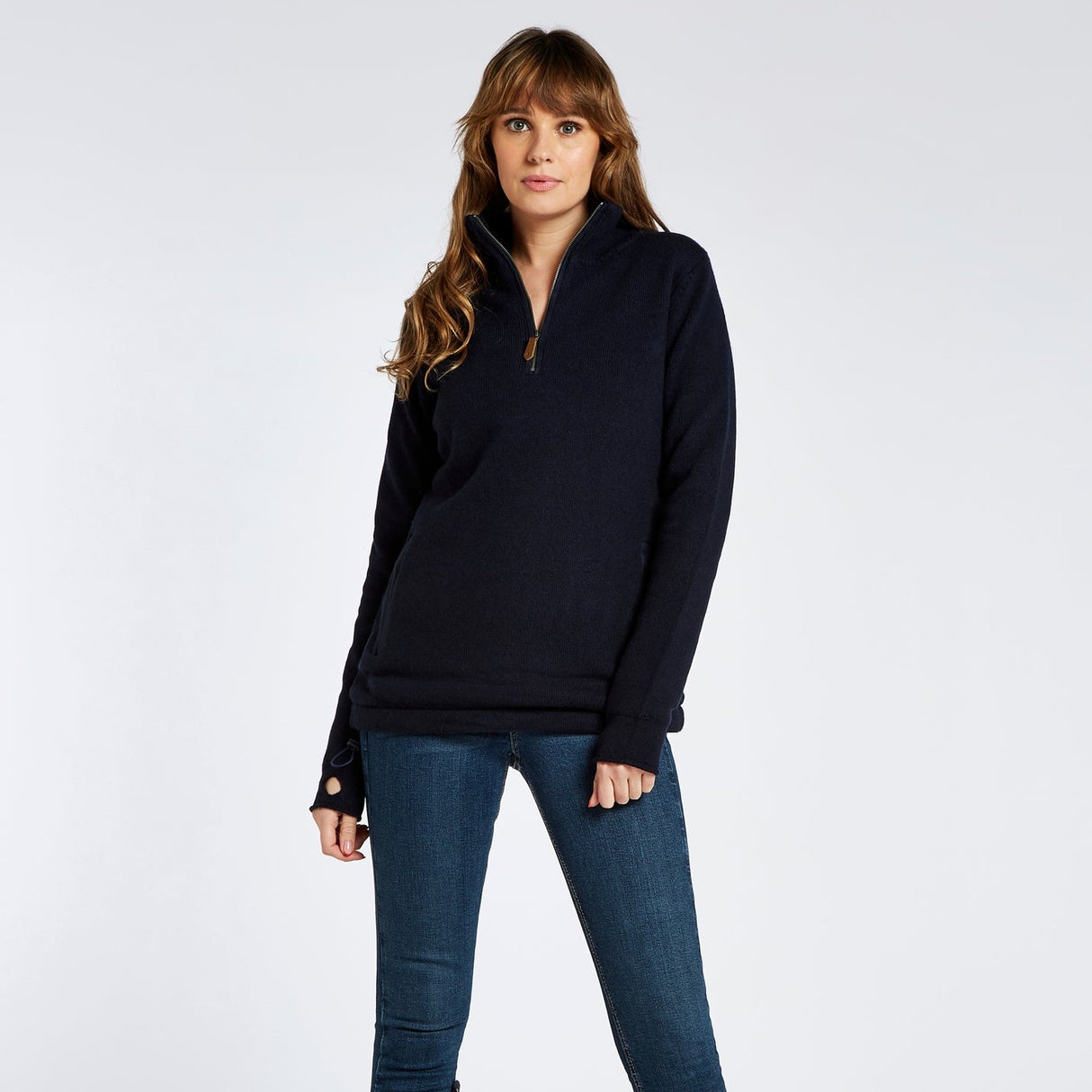 Dubarry Womens Morrisey Zip Neck Sweater #Colour_navy