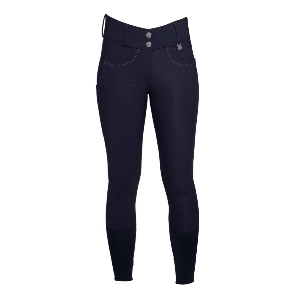 HKM Ladies Silicone Knee Patch Riding Breeches -Arezzo- #colour_deep-blue