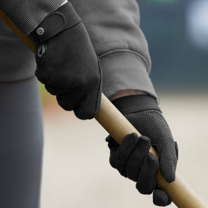 E.L.T Picot Adult Knit-Cotton Gloves #colour_black