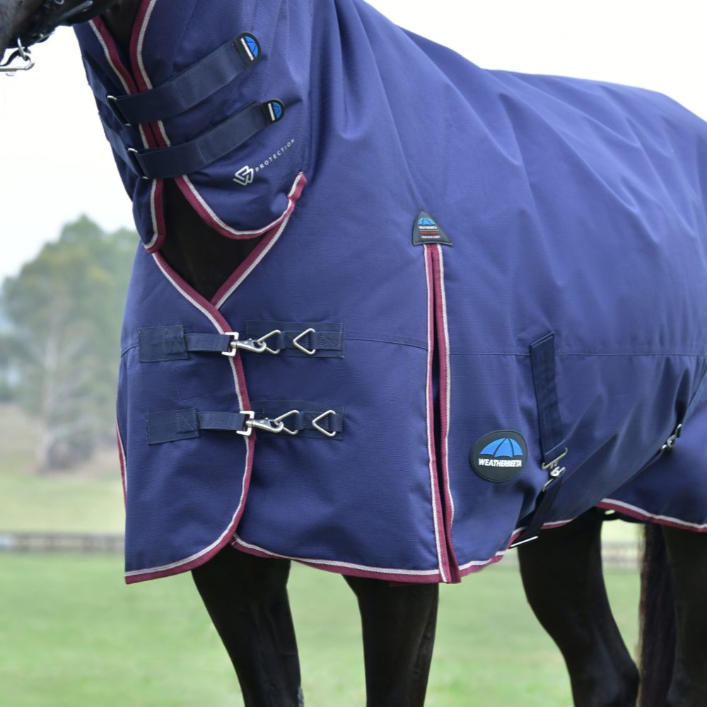 Weatherbeeta Comfitec Essential 220G Combo Turnout #colour_navy-burgundy